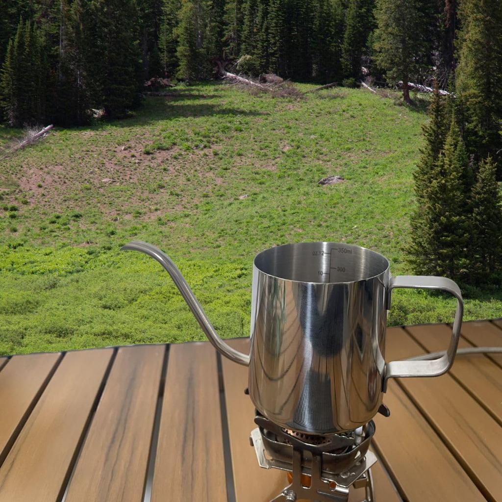 SOVIFKI 350ml Coffee Pot with Graduated Coffee Pot, Stainless Steel Drip Kettle, Narrow Spout, Single-Serve, Perfect for Camping, Travel, and the