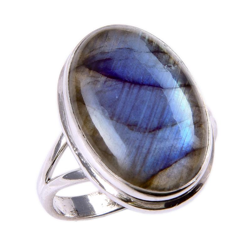 Natural Labradorite Gemstone 925 Solid Sterling Silver Jewelry Ring Size 9 Y9J82