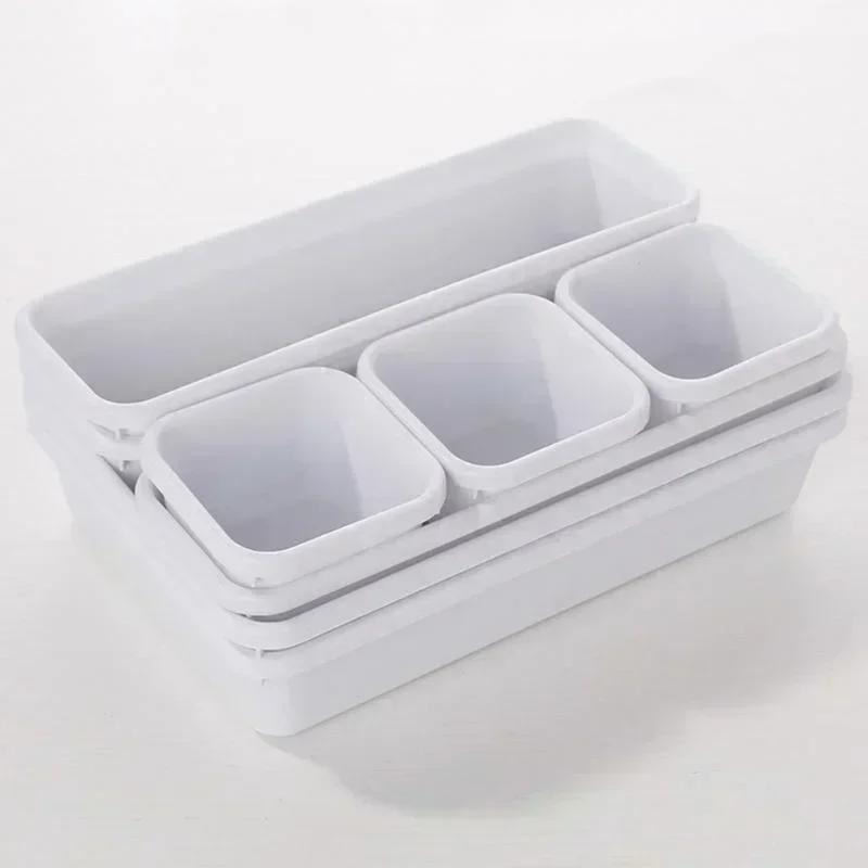 

8-piece Set Drawer Organiser Office Storage Box Desk Folding Drawer Desk Organizers Multifunctional Stationery Rack Plastic білий