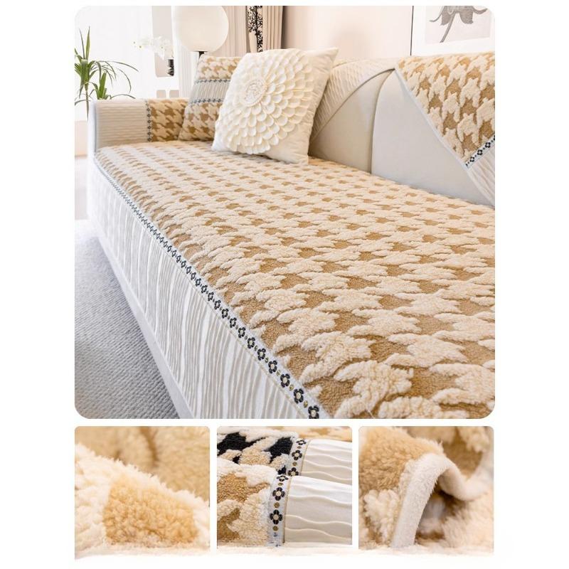 2024 Nový polštář na pohovku Zimní zesílený plyšový polštář protiskluzový potah na pohovku