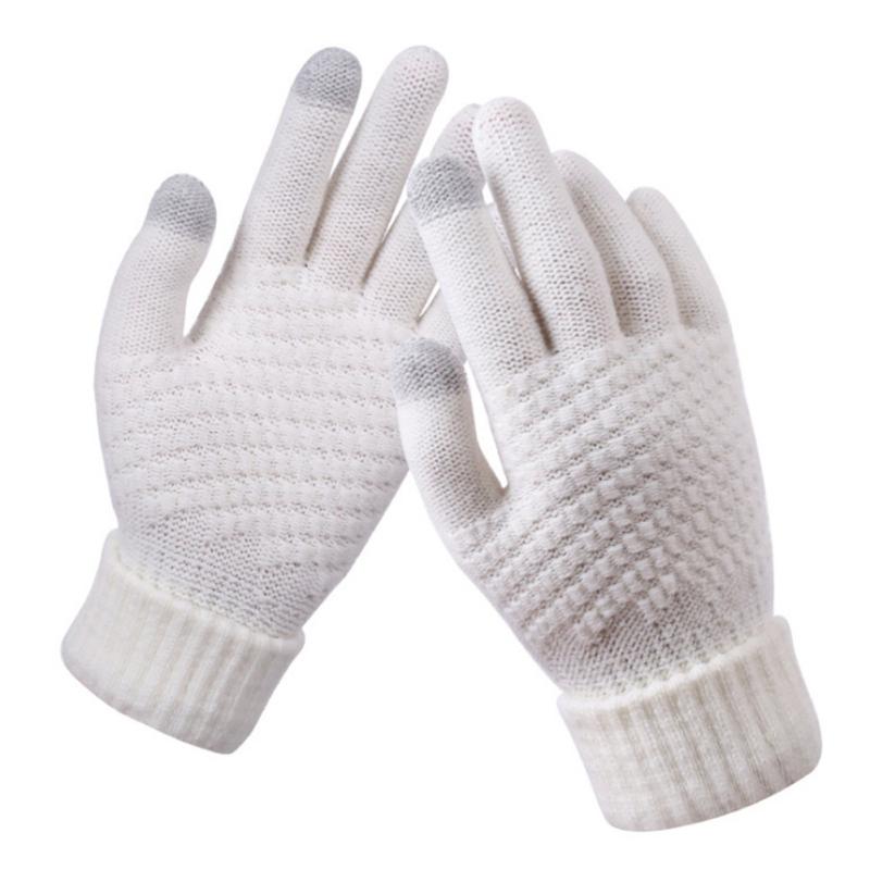 Winter Women Touch Screen Gloves Trendy Multi-color Jacquard Knitted Warm Gloves For Outdoor Cycling