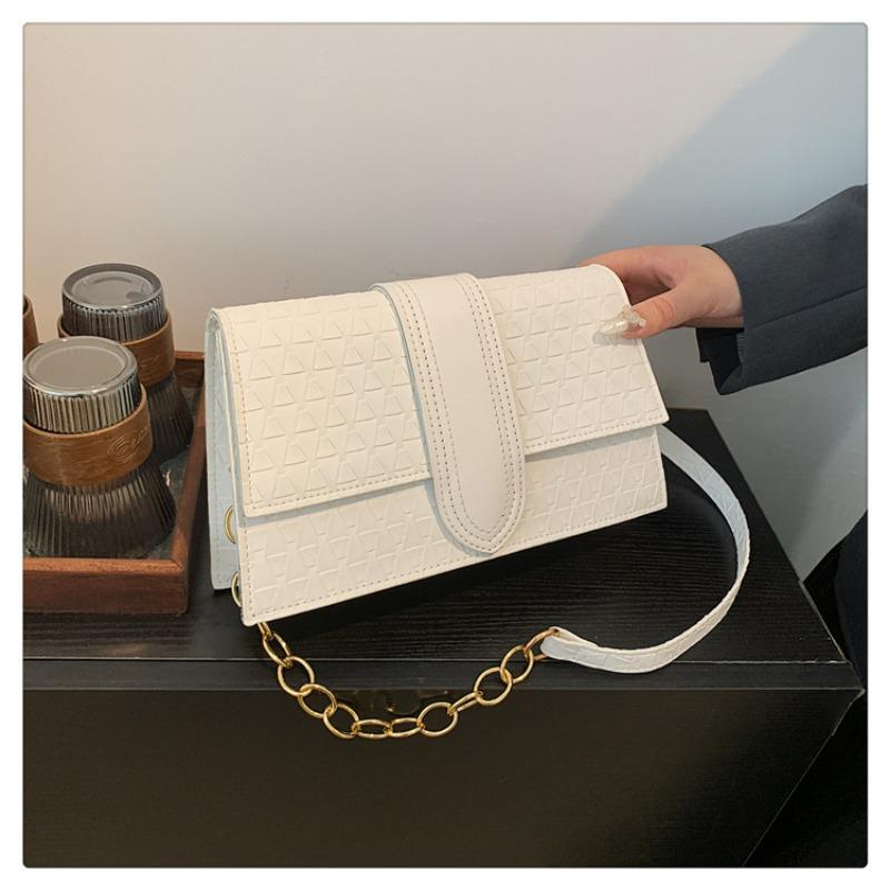 

New niche trend portable women s bag solid color fashion texture shoulder bag messenger bag small square bag белый