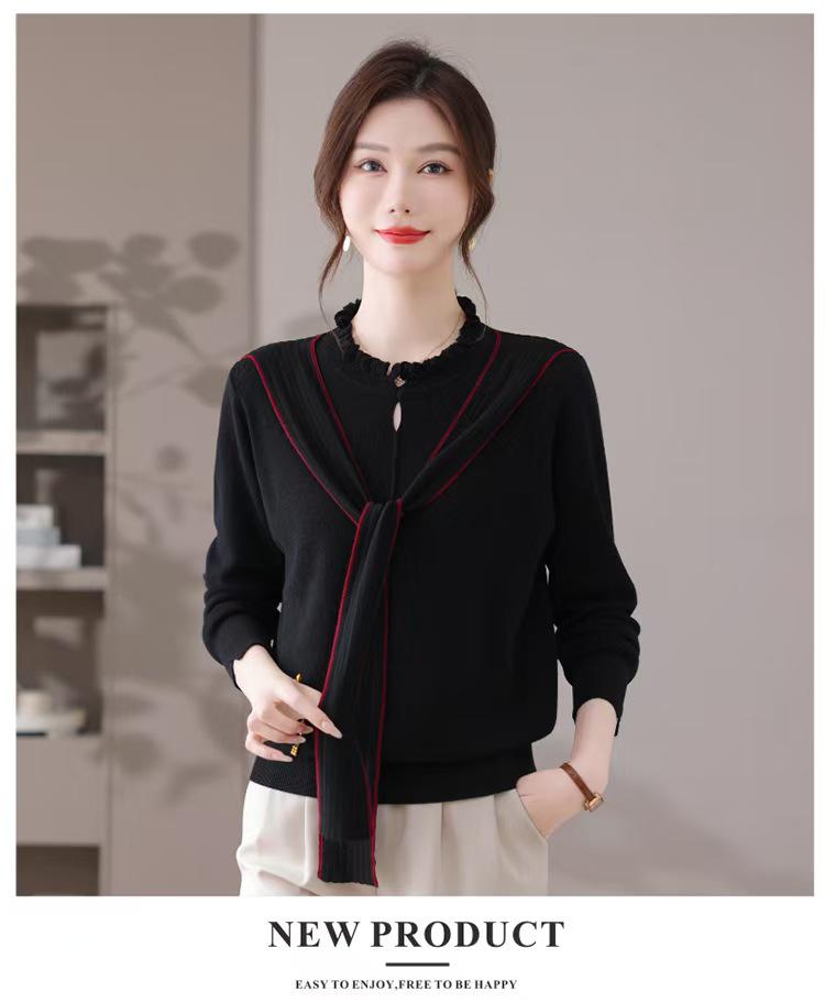 

Women s Korean Style Woolen Loose Round Neck Sweater - Solid Color, Autumn/Winter Fashion. L чёрный