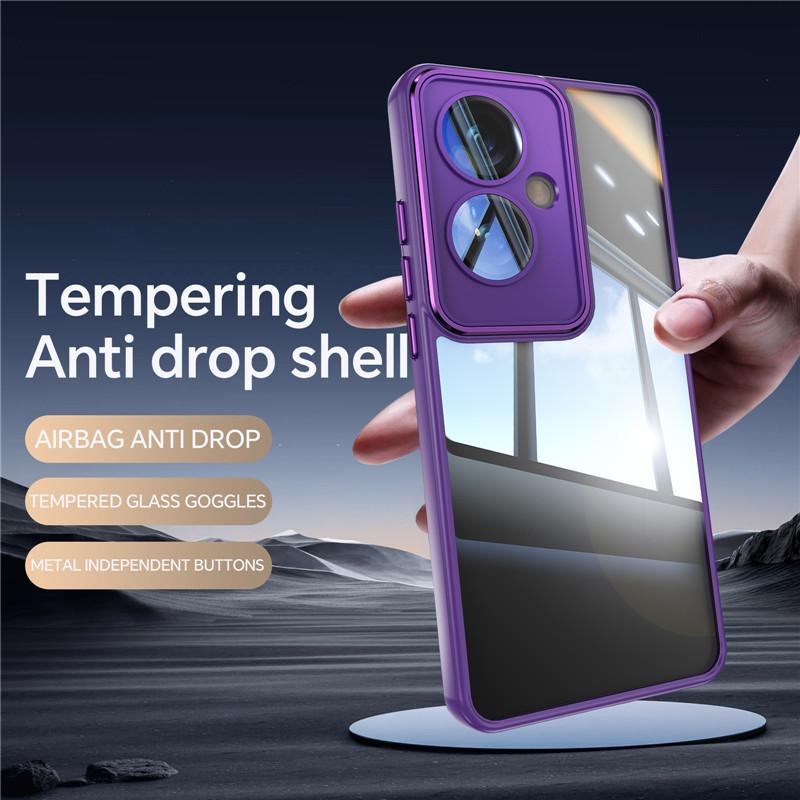 For Oppo Reno 11A 11 F F25 Pro Metal Armor Back Transparent Tempering Shell Full Cover With Lens Film Super Anti-drop Case Protector