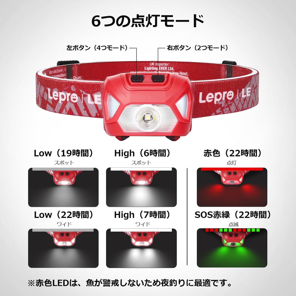 Lepro Headlight LED Headlamp High Brightness LED Headlight Battery Operated Set of 2 6 Lighting Modes White Wide Hours of Practical ROHS Mountain