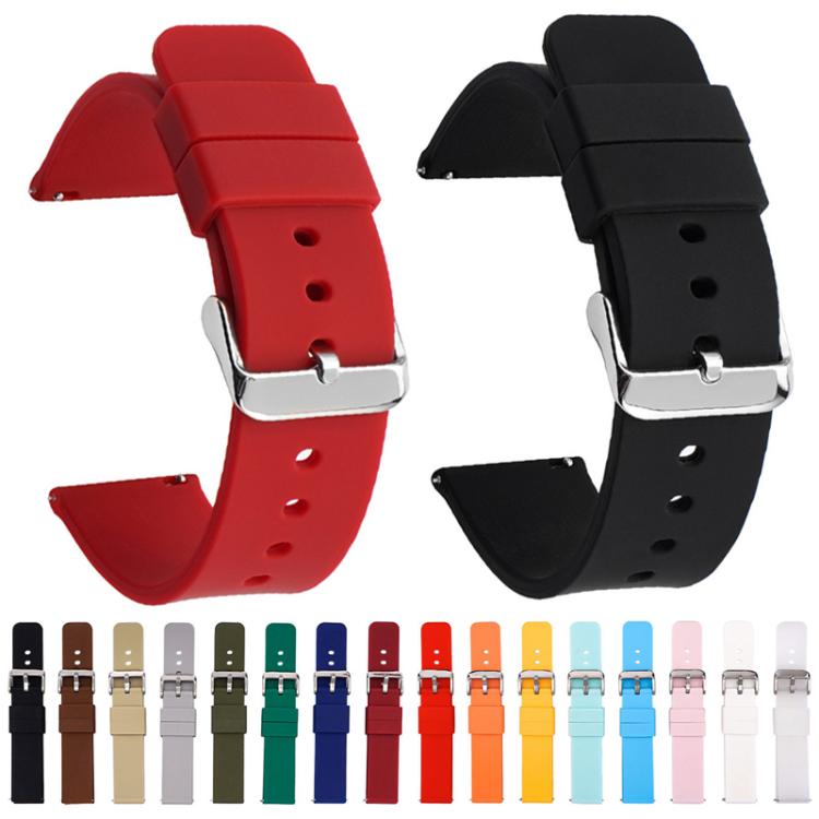 Silicone Waterproof Watch Band 22mm Stainless Steel Silver Pin Buckle Solid Color EDA008725110H розовый