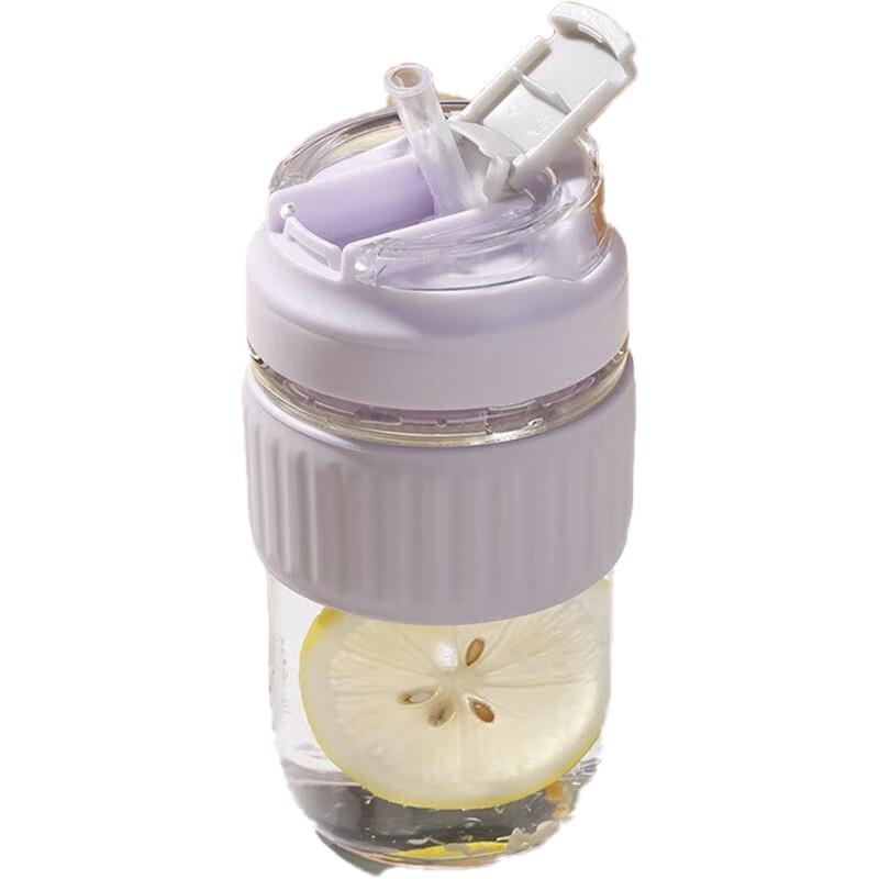 TOMIC Double-Mouth Glass Straw Cup