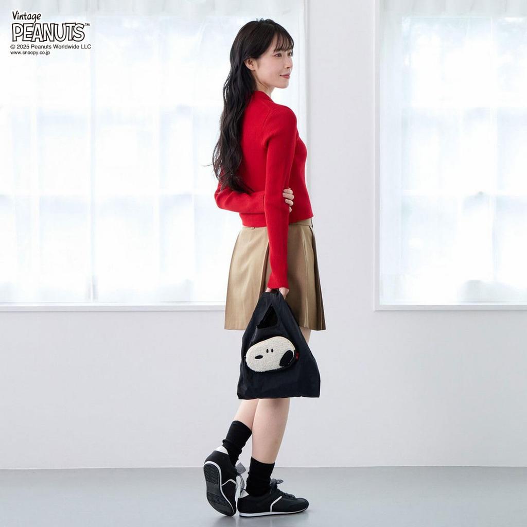 Snoopy Tote Bag for with Shoulder Small Eco Shopper Flying [Rootote] Women, Foldable, Strap, Bag, IP.Rootote Mid.Peanuts-0P (03 Ace)