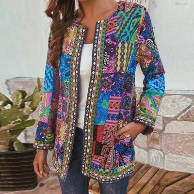 Loose Outerwear Stylish O-neck Windproof Cardigan Coat Spring Autumn Vintage Ethnic Style Cardigan Cardigan Coat for School