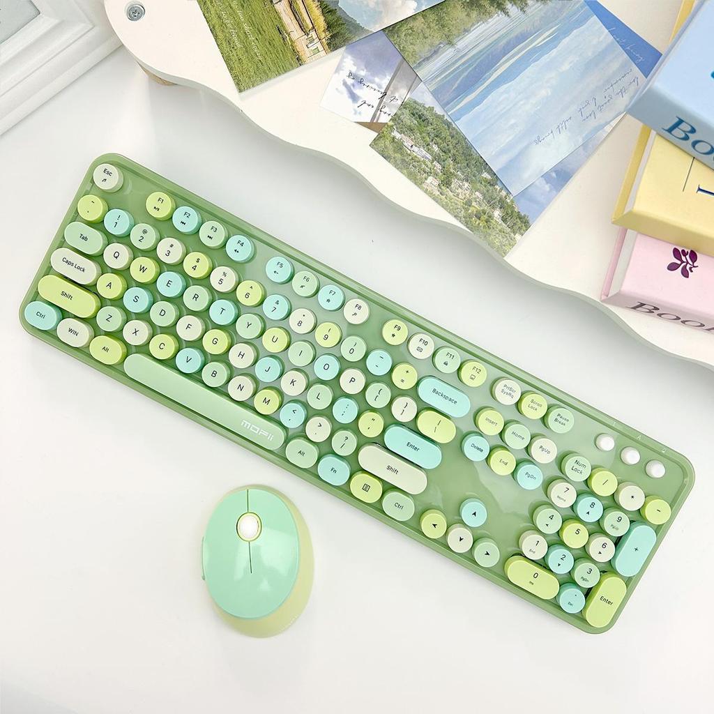 Ensemble clavier et souris sans fil rétro Mofi Sweet: Conception ergonomique, 104 touches, compatible avec plusieurs systèmes, idéal pour les jeux sur ordinateur portable