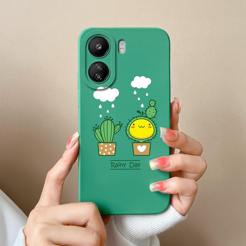 Case For Xiaomi Poco C65 Painted Flowers Upgrade Camera Protection Phone Housing Soft Liquid Silicone Anti Drop Back Cover Coque