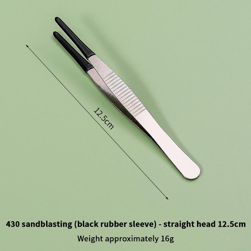 Pet Feeding Accessories: Straight and Curved Stainless Steel Tweezers with Rubber Tips for Aquarium Reptiles