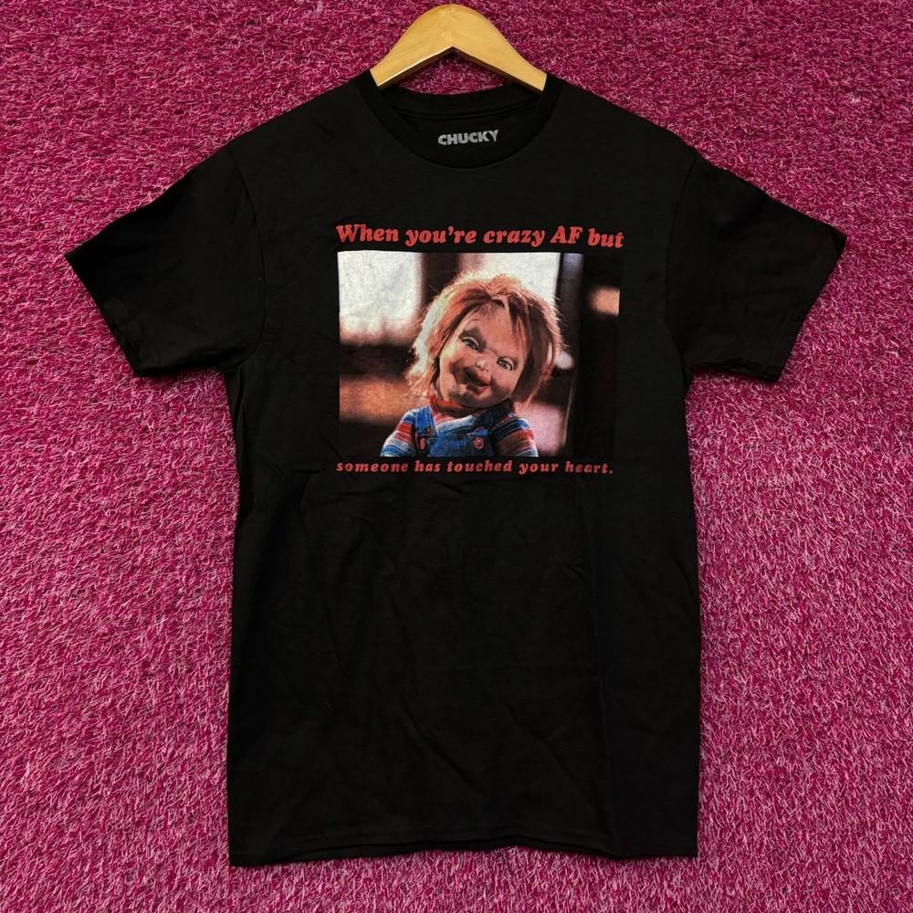 

Chunky Child#039;s Play Crazy AF Graphic Design TShirt Small Unisex T-Shirt XXXXL