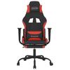 Gaming Chair with Massage Function and Footrest Black and Red Fabric