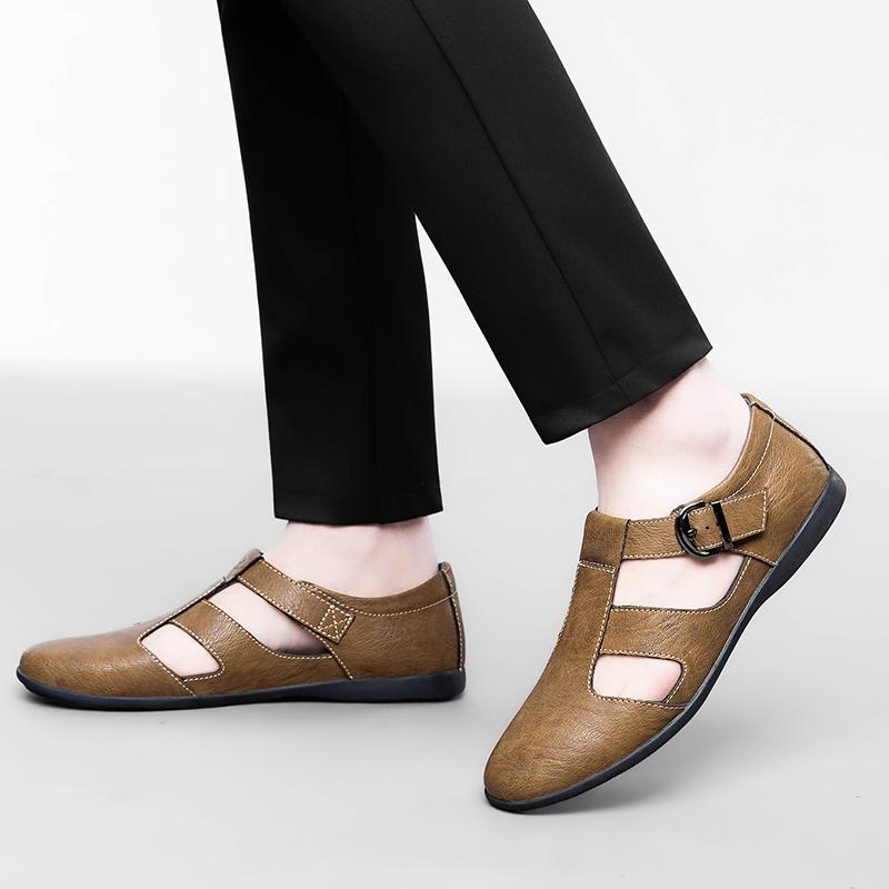 Summer men's leather shoes High quality gentleman style DRESS Business Office Outdoor British adult shoes Breathable quality