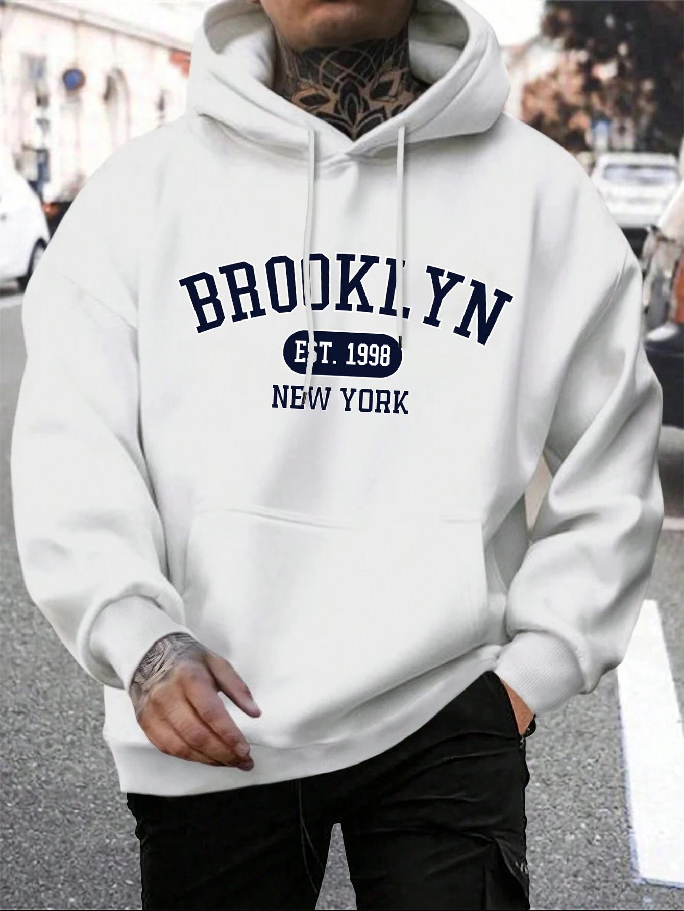 

Brooklyn Est 1998 New York Printing Men Hoodies Harajuku Crewneck Hoodie Fashion Oversize Hoody Autumn Comfortable Tracksuit 3XL