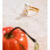 Eetit Imitation Pearls Resin Flower Adjustable Ring Golden PVD Plated Stainless Steel Chic Jewelry Korean Accessories Wholesale