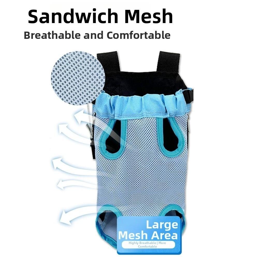 Breathable Mesh Pet Front Bag Double Shoulder Adjustable Strap Pet Carrier Backpack Portable Lightweight Dog Carrying Bag