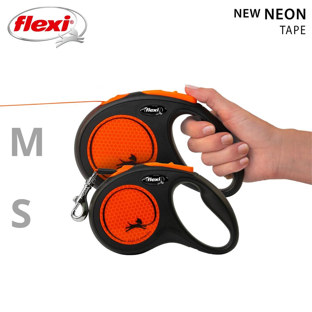 Flexi New Neon Tape, Medium, 5m, Orange [Dog Lead]