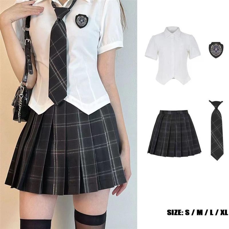 

Женский комплект юбки и пиджака в стиле преппи с облегающей талию юбкой и короткими рукавами 2XL