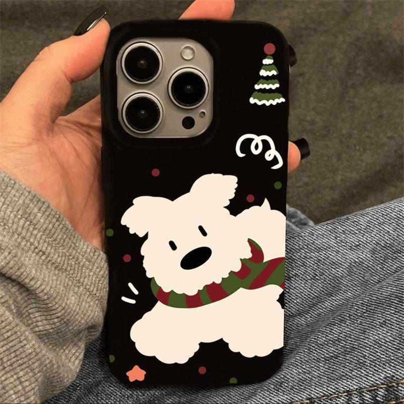 

Белый шарф для собаки Черный желеобразный чехол для телефона для Apple 16/14/15 Pro Max и 12/11, 16 Pro с покрытием, приятным на ощупь iPhone 7 Plus