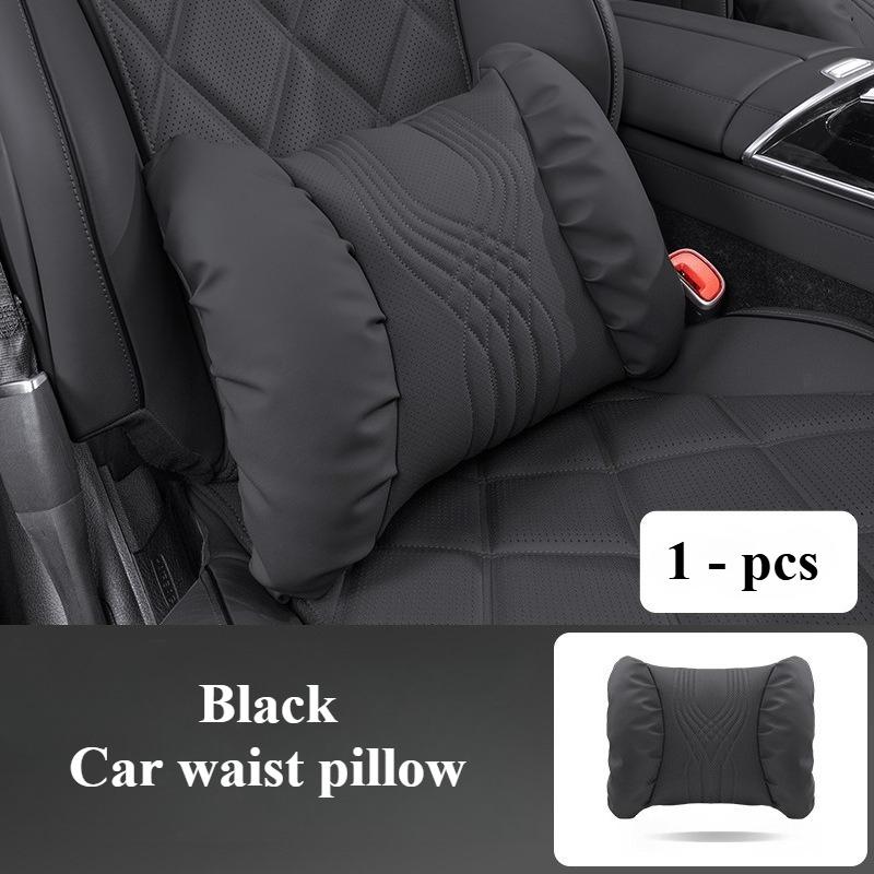 HQZQB1 Luxury Nappa Leather Car Neck Pillow and Seat Pillow Soft Car Headrest Waist Pillow Seat Accessories Car Headrest and Lumbar Set