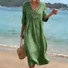 Spring/Summer New Style Elegant Casual V-Neck Solid Color Women's Dress