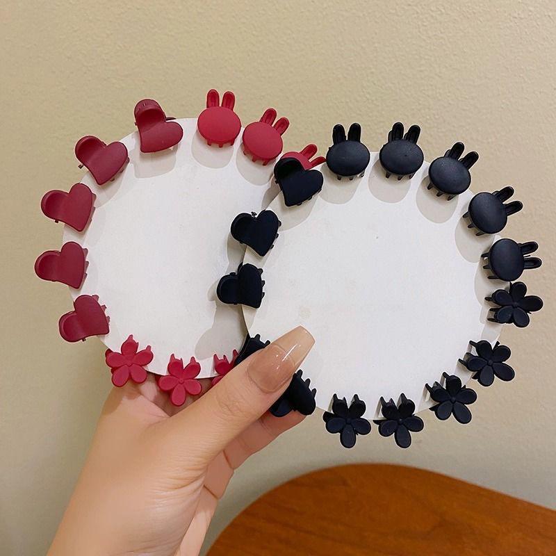 10Pcs Korean Style Fashion Mini Side Bangs Clip Seamless Small Hair Claws Frosted Princess Love Flower Rabbit Braided Hair Clip