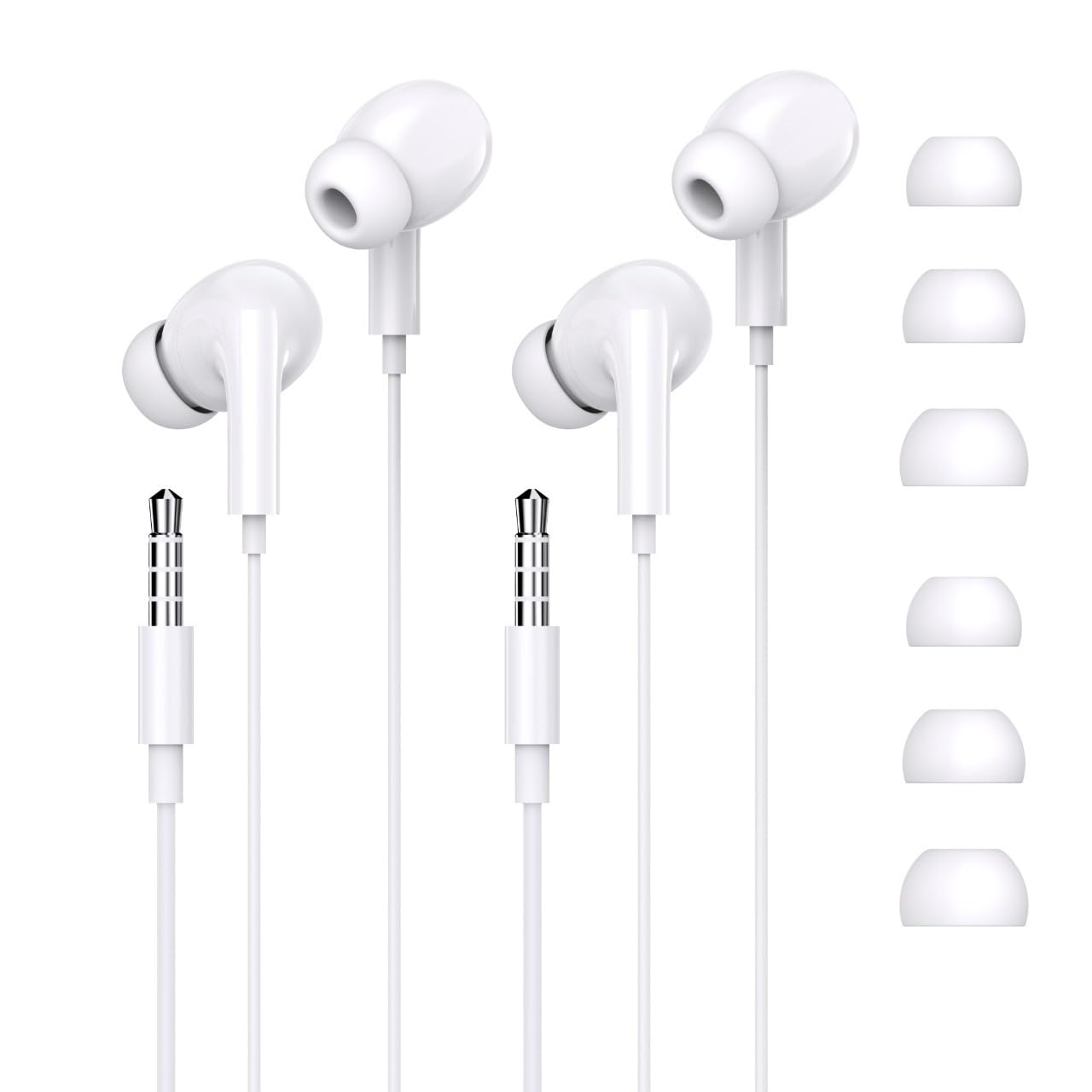 

Set of 2 Wired Earphones [2025 New Edition] with 3.5mm Jack, Volume Control, Clear Calls, Built-in Wired Headset Microphone, Comfortable Fit,