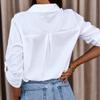 Autumn Women's Simple Long Sleeve V-Neck Button Down Blouse Shirt
