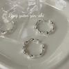 Su Chuang S925 Sterling Silver Geometric Wave Ring, Women's Simple Open Finger Curved Design, Ins Style Index Ring.