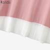 ZANZEA Women Summer Round Neck Casual Short Sleeve Patchwork T-Shirts