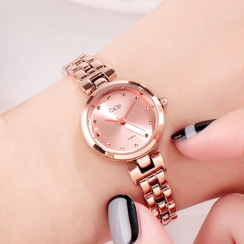 Gedi Rose Gold Ladies Watch With Sparkling Embellishments Water Resistant For Casual Wear