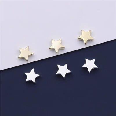 Silver Pentagram Spacer Beads: 6mm Smooth Star Design for DIY Jewelry