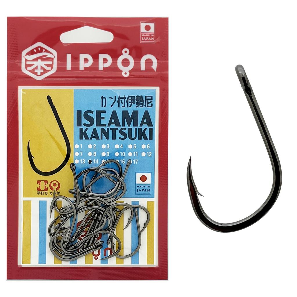 IPPON (1 Hook) Isenami Black Coated Fishing Hooks with Hooks, Made in Japan, Value Pack (14 Hooks 22 Hooks)