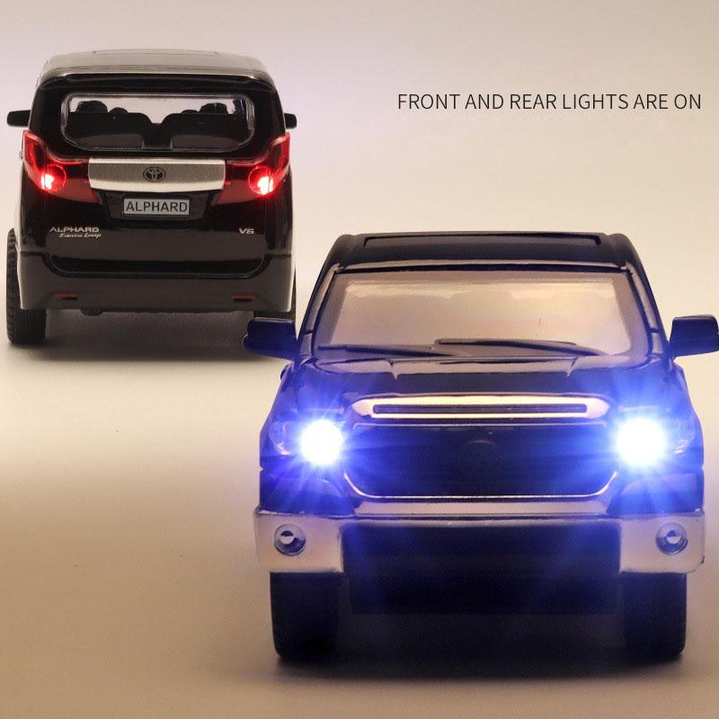 1:Model auta ze slitiny Toyota Alphard v měřítku 32, světelné a zvukové efekty tlakově lité autíčka pro chlapce Dárek k narozeninám Dětské hračky Kolekce aut