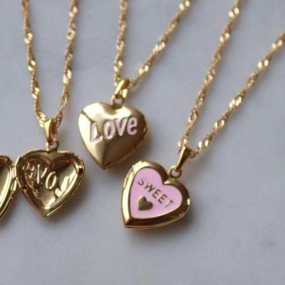 Moon Sun Heart Photo Pendant Stainless Steel Couple Choker Chain Photo Frame Necklace  Jewelry