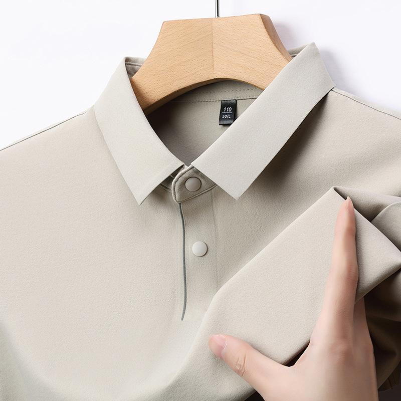 Non-Ironing And Breathable High-End Men'S Medium And Short-Sleeved Lapel Collar T-Shirt Business Casual Solid Color Polo Shirt