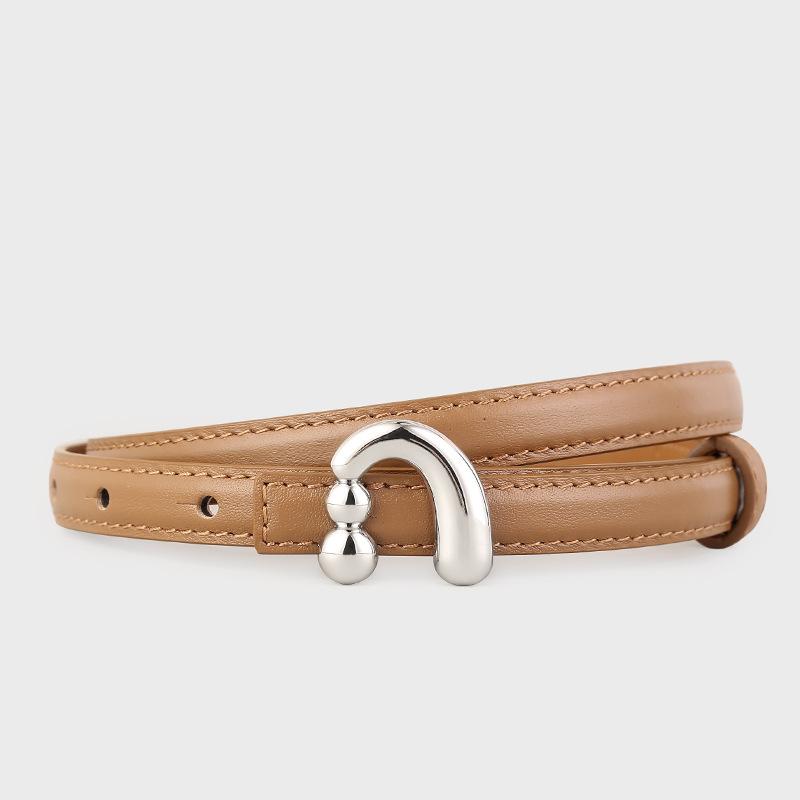 Leather Women'S Belt Premium Sense Doudou Buckle Decorated Jeans Belt Women
