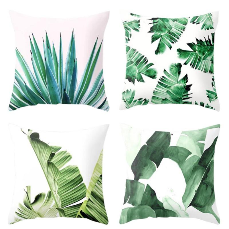 4PCS/set Tropical Plants Leaf Cushion Cover Printed Polyester Throw PillowCase Sofa Home Decor Art Pillowcase