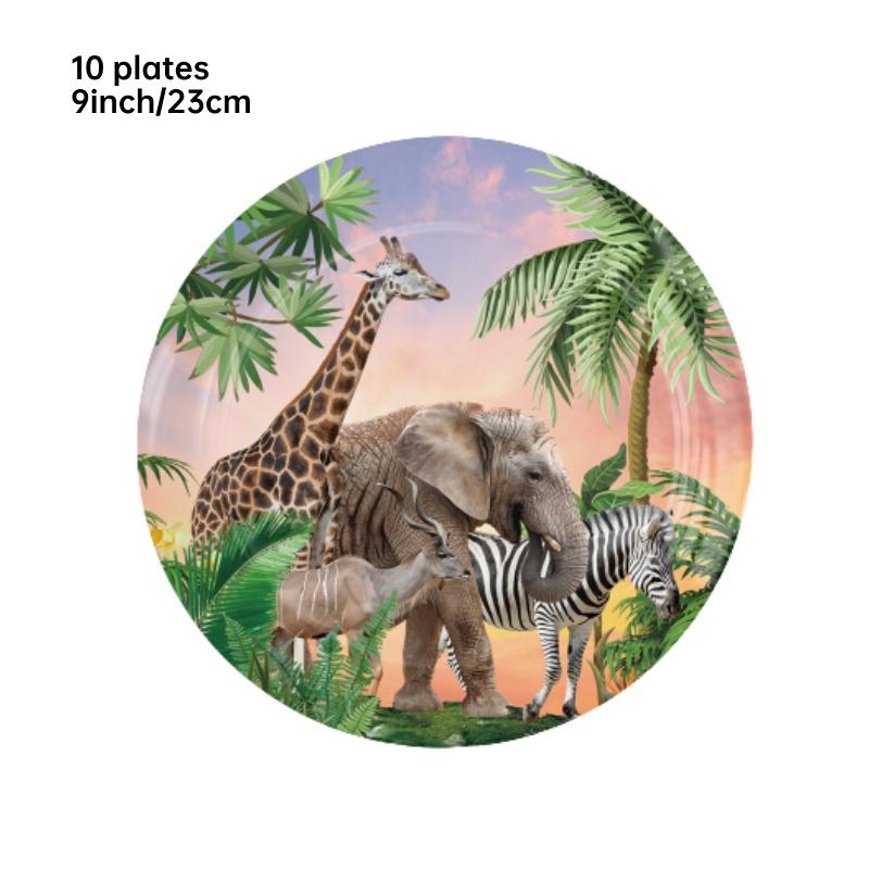 Jungle Animal Zoo Birthday Party Supplies For Boys Jungle Theme Decorations For Baby's First Birthday Tableware And Tablecloth
