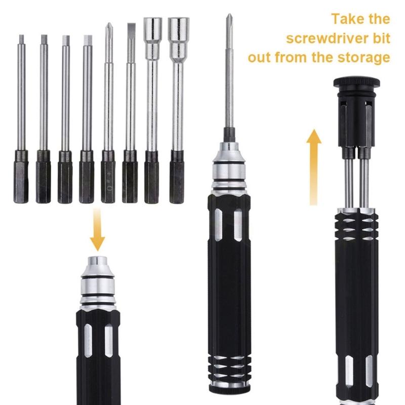 Multifunctional 8 in 1 Screwdriver Set RC Repair Tool Kit Hexagon Socket for RC Car Drone Plane Hex Philip Spanner