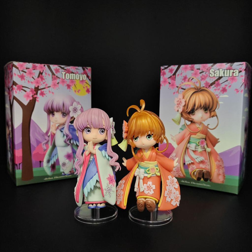 12cm Q Version KINOMOTO SAKURA And Friends Kimono GK Statue Collectible Kawaii Figurine Model Desktop Decor Gift Toys