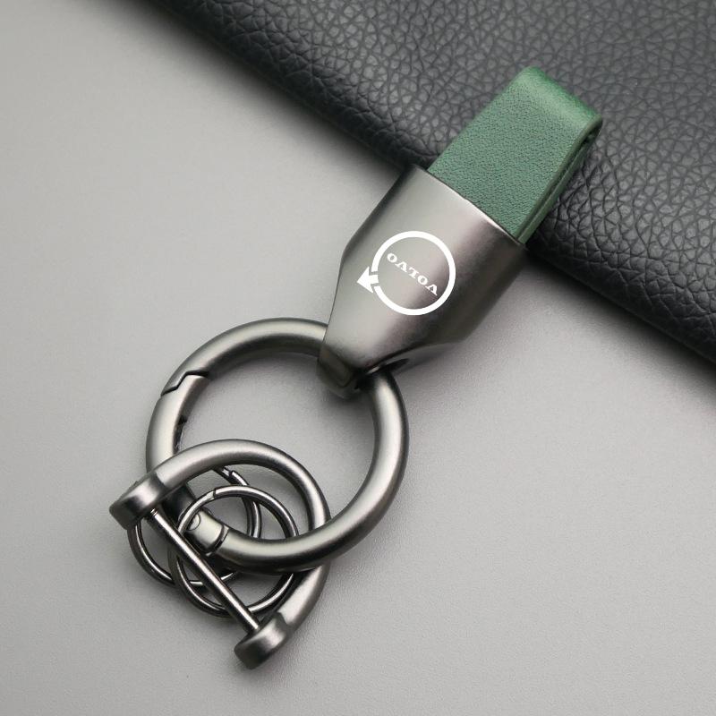 

Car Vintage Leather Keychain Ring Zinc Alloy For Volvo EX90 V60 V40 XC90 S60 XC60 V50 V70 S90 XC40 V90 T6 Chain Key Accessories