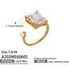 European American Style Geometric Open Adjustable Ring, 5A White CZ Drop Shape Stainless Steel Jewelry for Party Gift