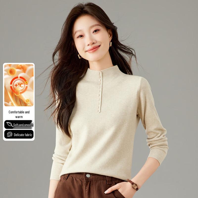 

SNOWFLYING Women s High-Neck Button Knit Sweater XL