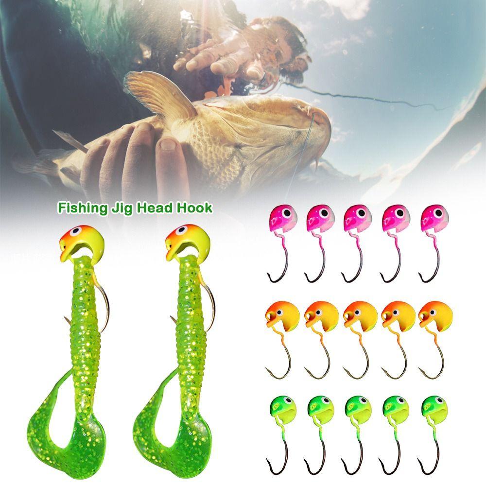 5Pcs Set Round Inverted Jigging Hook Colored Design Soft Worm Grub Hook  Soft Bait Fishing