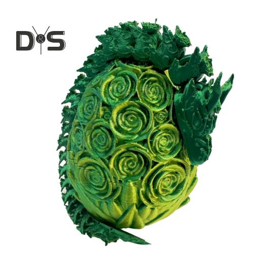 3D Printed Rose Dragon Articulated Dragon with Egg Flexible Rose Dragon with Movable Joints Desktop Stress Relief Toy for Home Office School