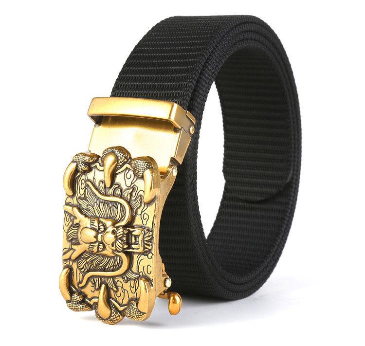 Men'S Nylon Belt Business Automatic Buckle Belt Casual Canvas Toothless Buckle Belt Strength Delivery