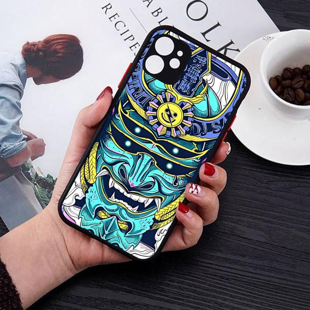 Samurai Oni Mask Phone Case For IPhone 14 11 12 13 Mini Pro Max 8 7 Plus X XR XS MAX Translucent Matte Cover